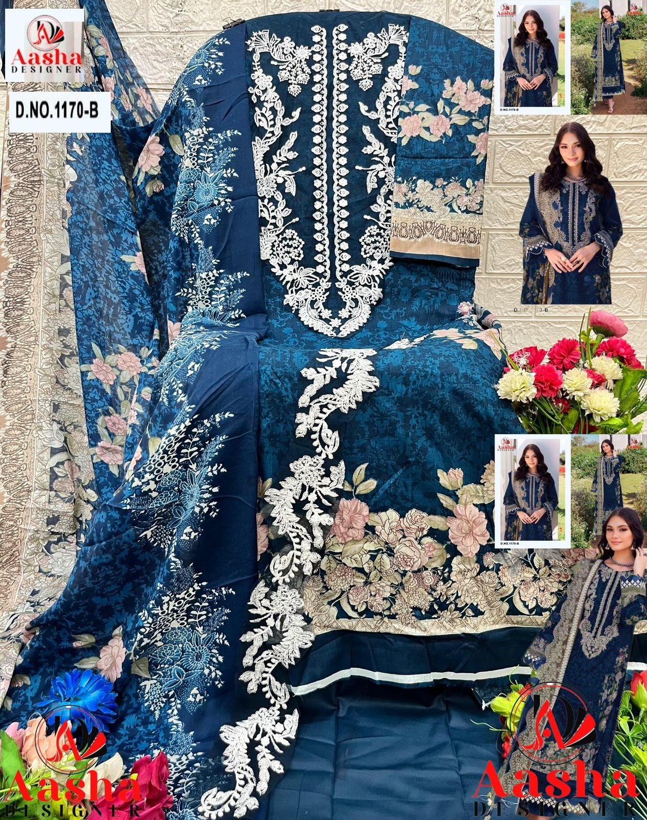 1170-B Aasha Designer Printed Pakistani Patch Suits