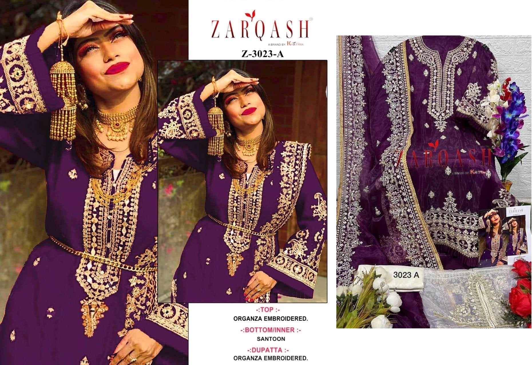 Z-3023A Zarqash Pakistani Salwar Suits