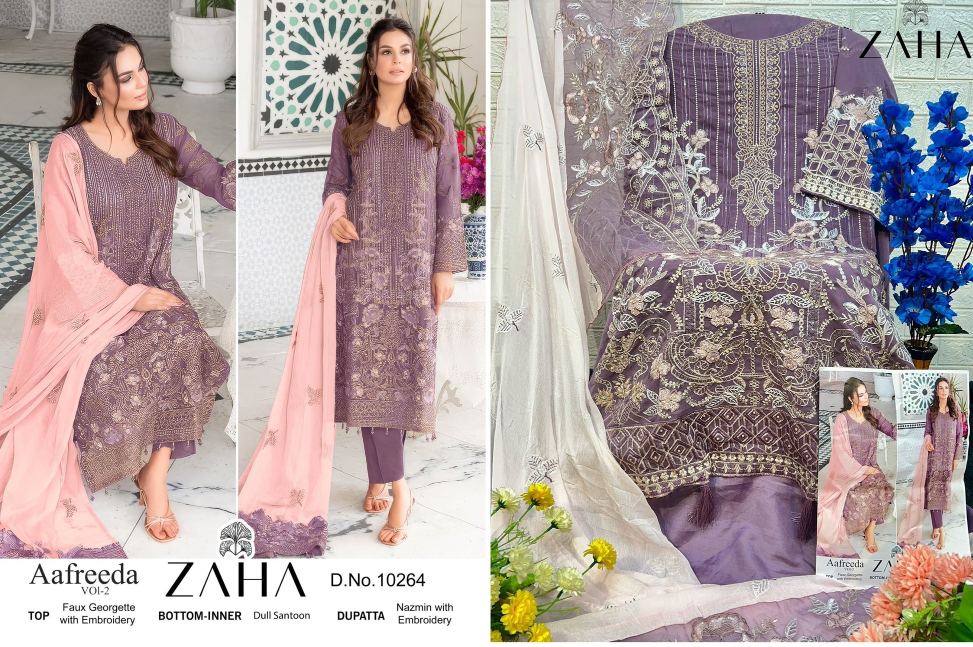 10264 Zaha Pakistani Salwar Suits