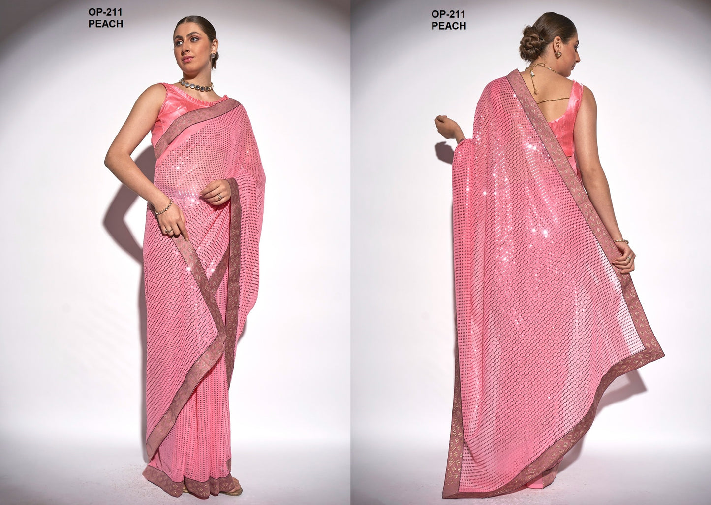 211 Peach Laxminam Sarees