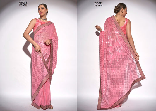 211 Peach Laxminam Sarees