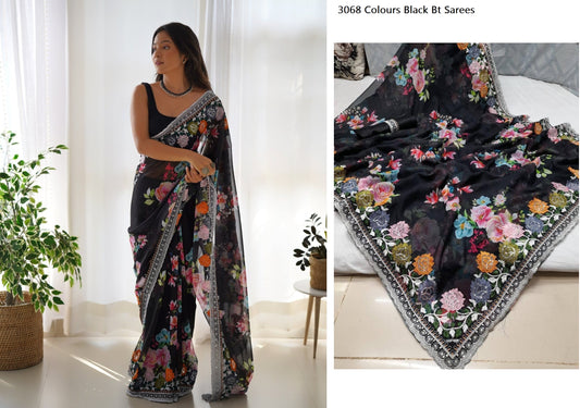 3068 Black Bt Sarees