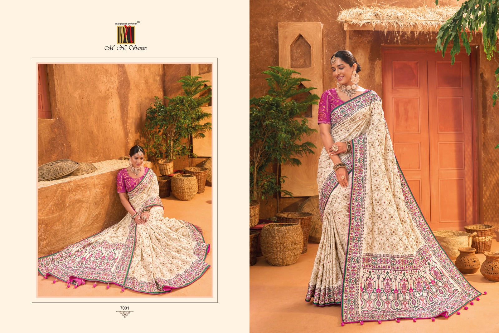 7001 Kachhi Work Vol 5 Mn Sarees
