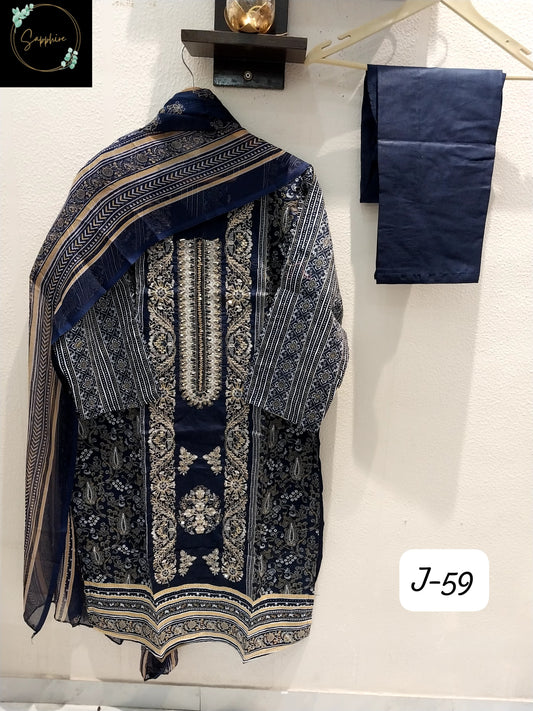 Jazmin Vol 59 Blue Sapphire Pakistani Readymade Suits