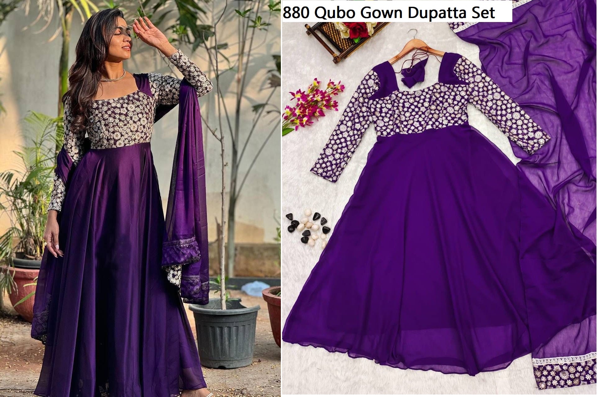 880 Qubo Gown Dupatta Set