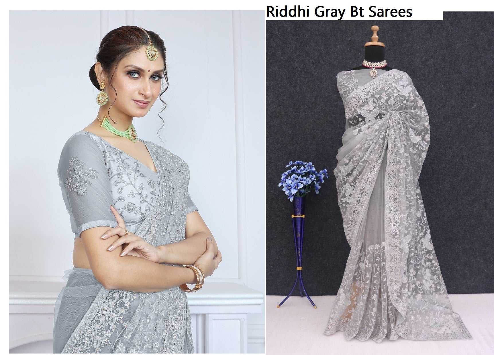 Riddhi Gray Bt Sarees