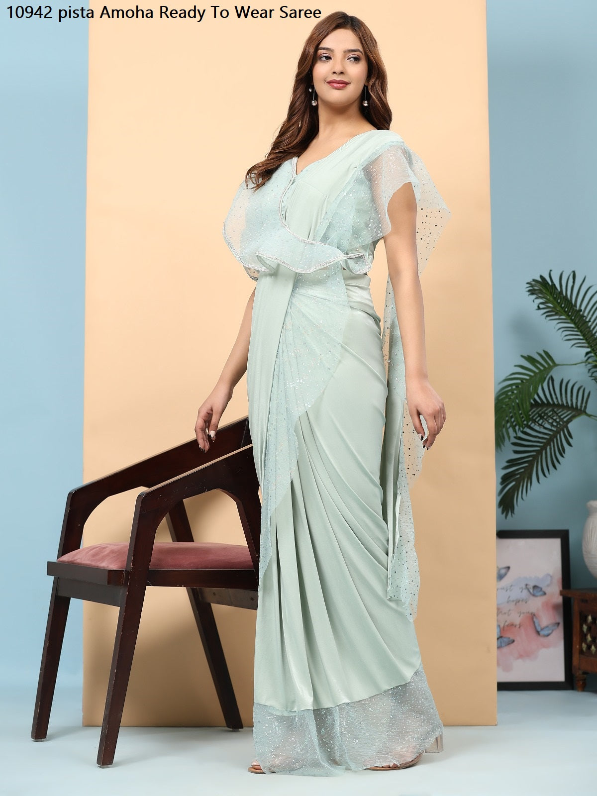 10942 Pista Amoha Ready To Wear Saree