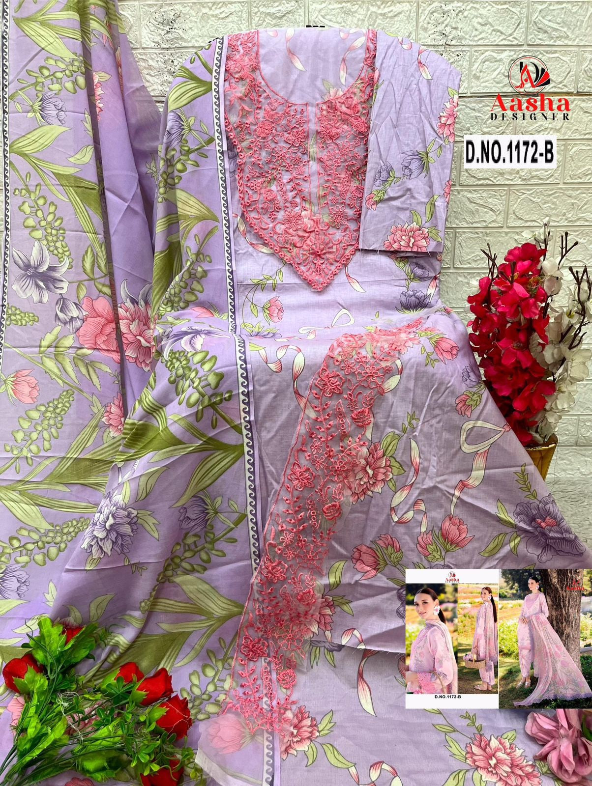 1172-B Aasha Designer Printed Pakistani Patch Suits