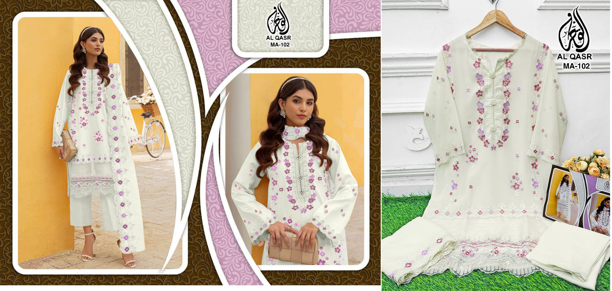 Ma-102Off White Al Qasr Pakistani Readymade Suits