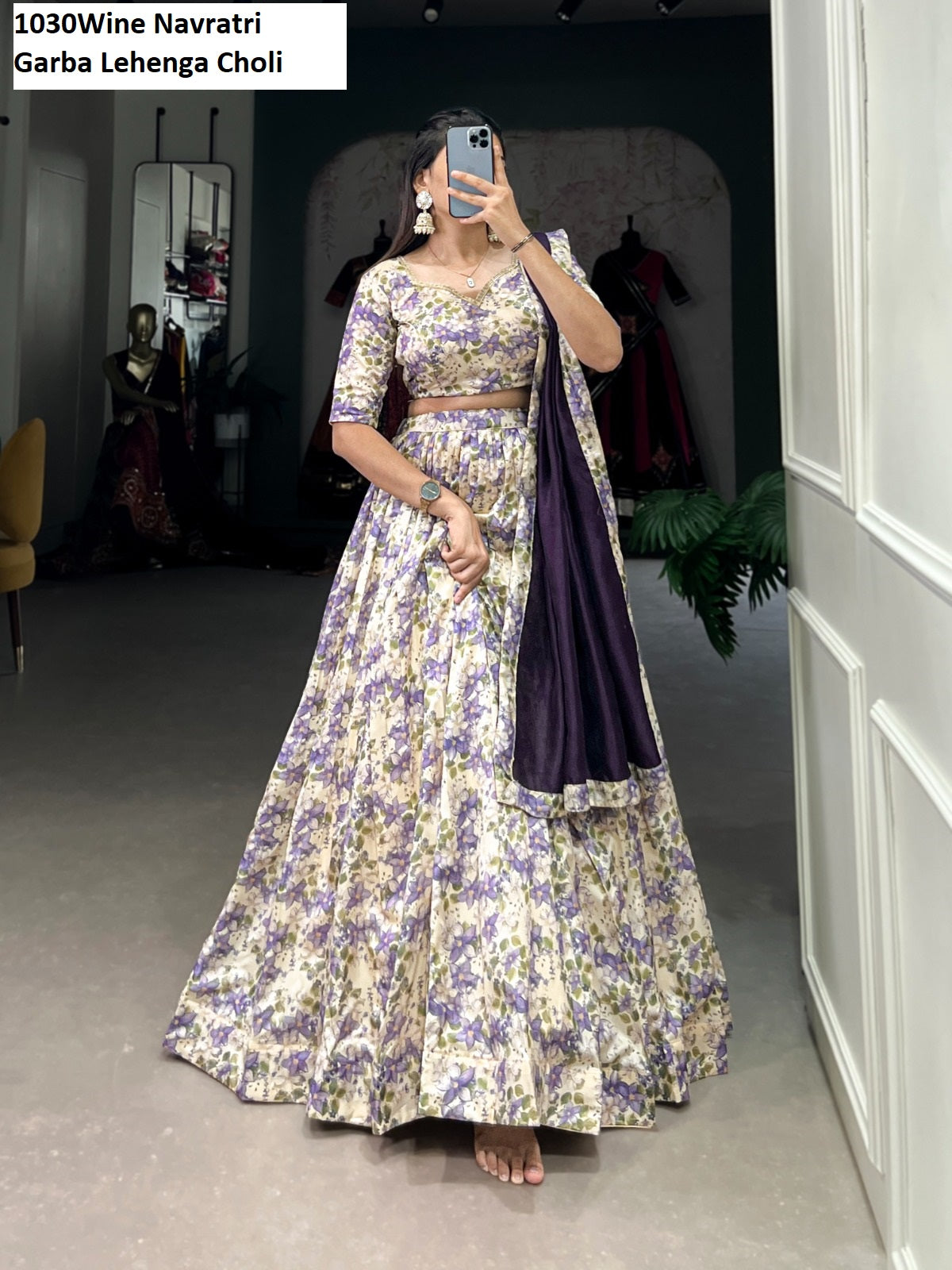 1030Wine Navratri Garba Lehenga Choli