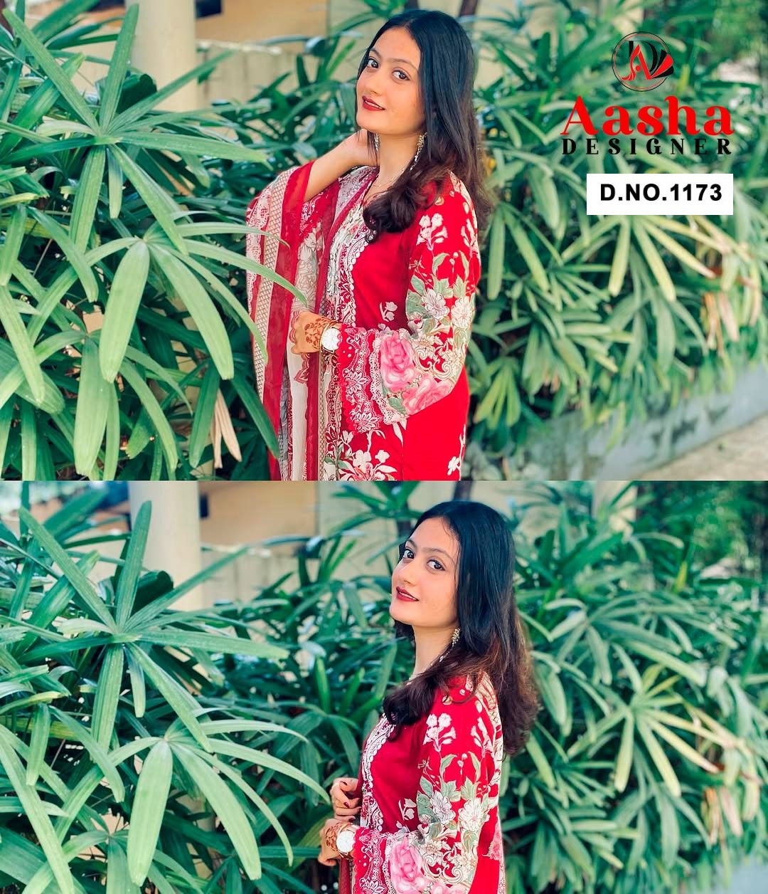 1173 Aasha Designer Printed Pakistani Patch Suits