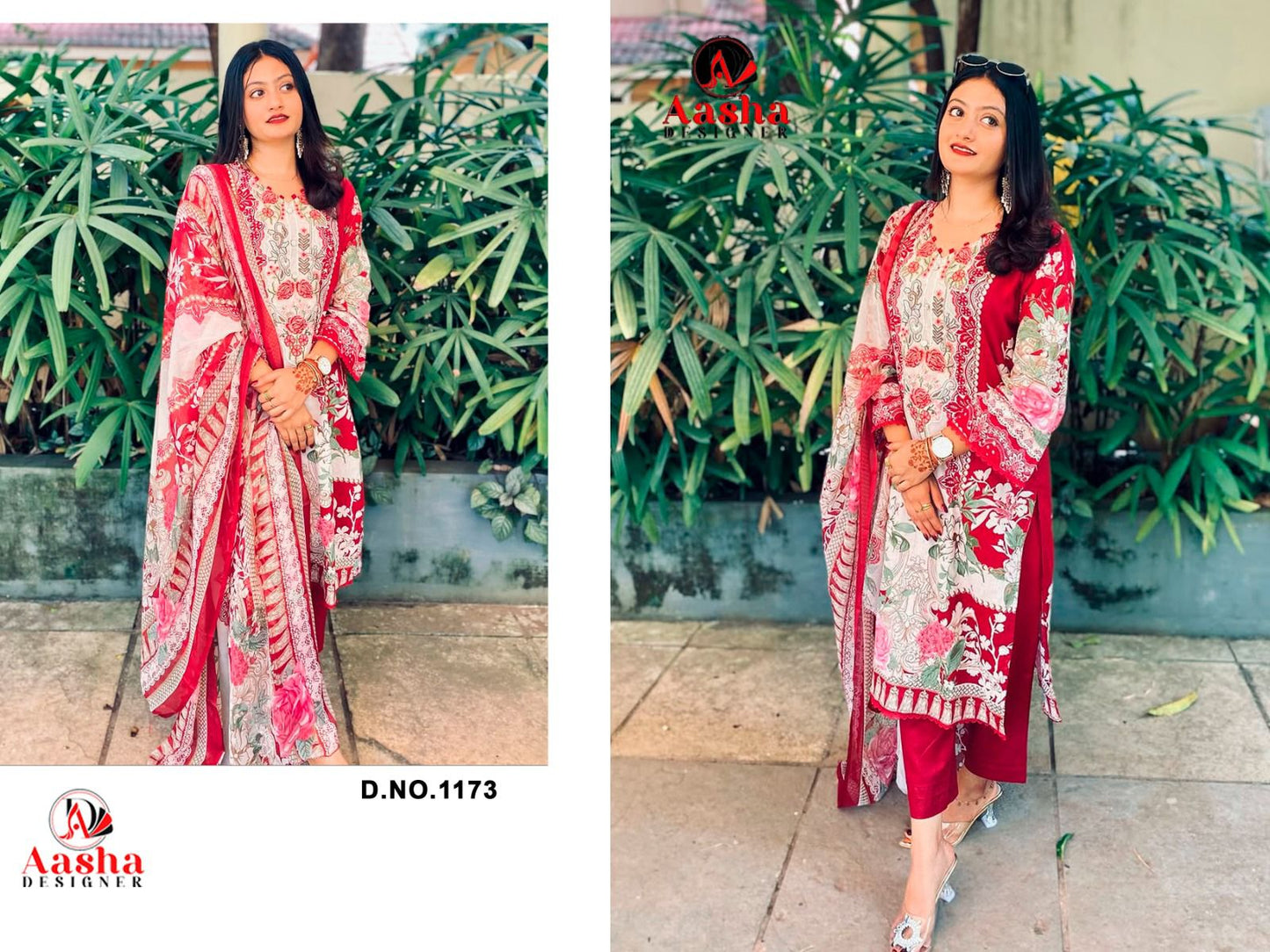 1173 Aasha Designer Printed Pakistani Patch Suits