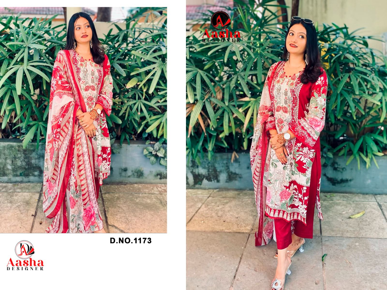 1173 Aasha Designer Printed Pakistani Patch Suits