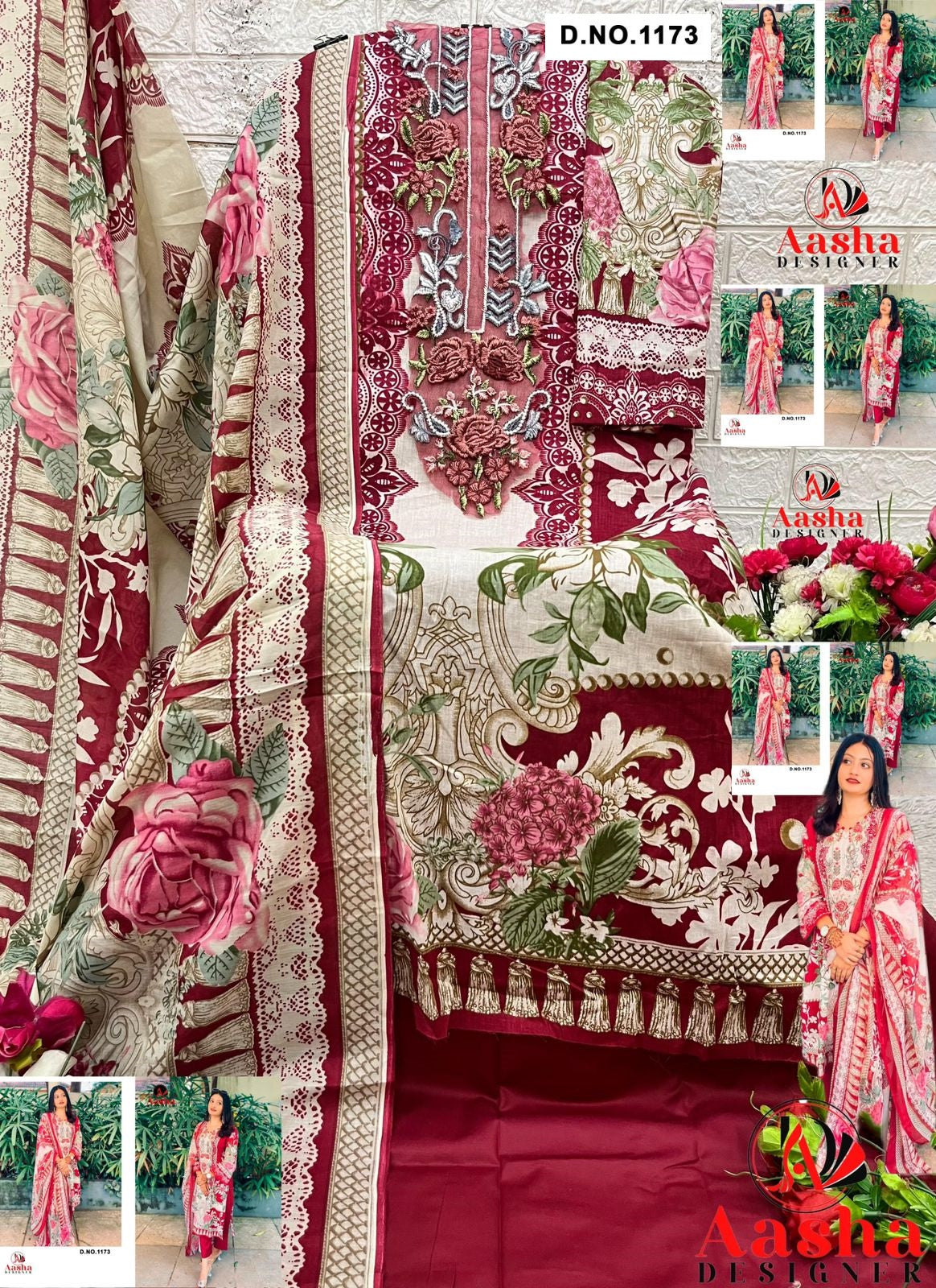 1173 Aasha Designer Printed Pakistani Patch Suits
