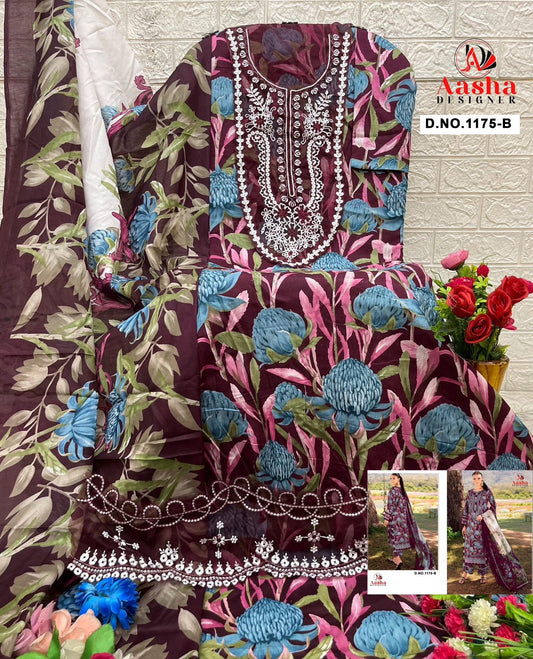 1175-B Aasha Designer Printed Pakistani Patch Suits