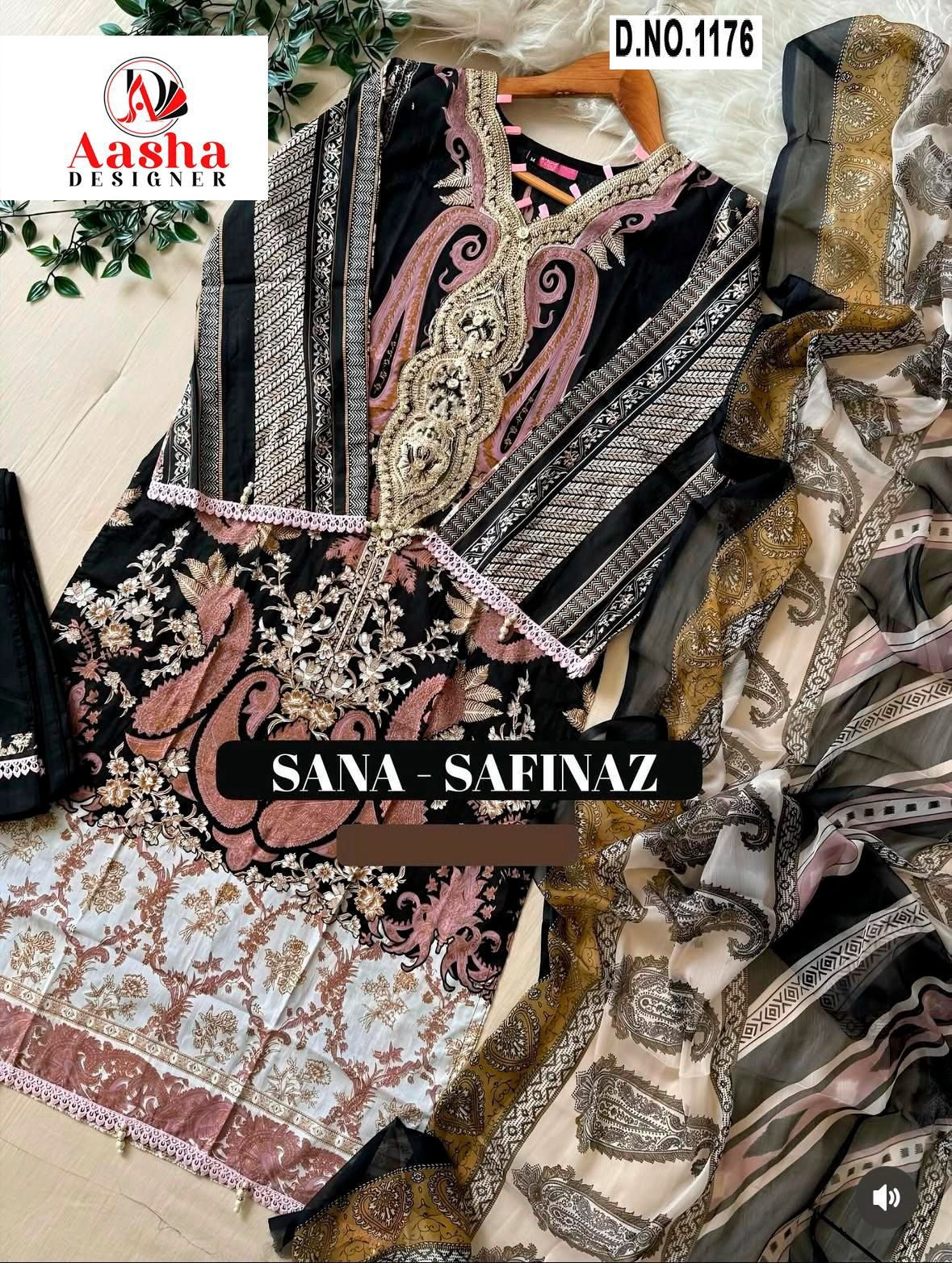 1176 Aasha Designer Printed Pakistani Patch Suits