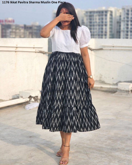1176 Ikkat Pavitra Sharma Muslin One Piece