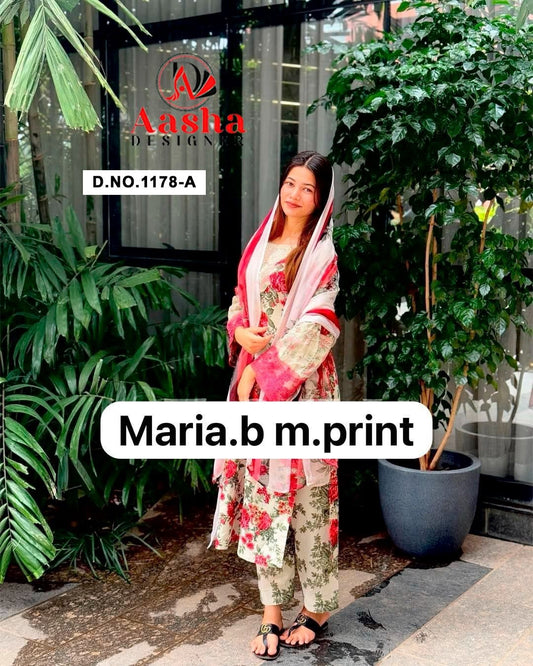 1178-A Aasha Designer Printed Pakistani Patch Suits