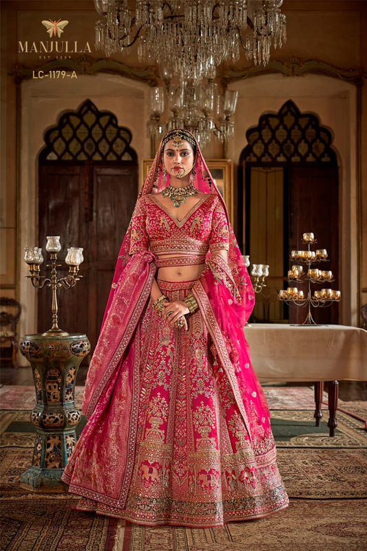 1179-A Dulhan Hit Design Manjulla Tone Silk Bridal Lehenga Choli