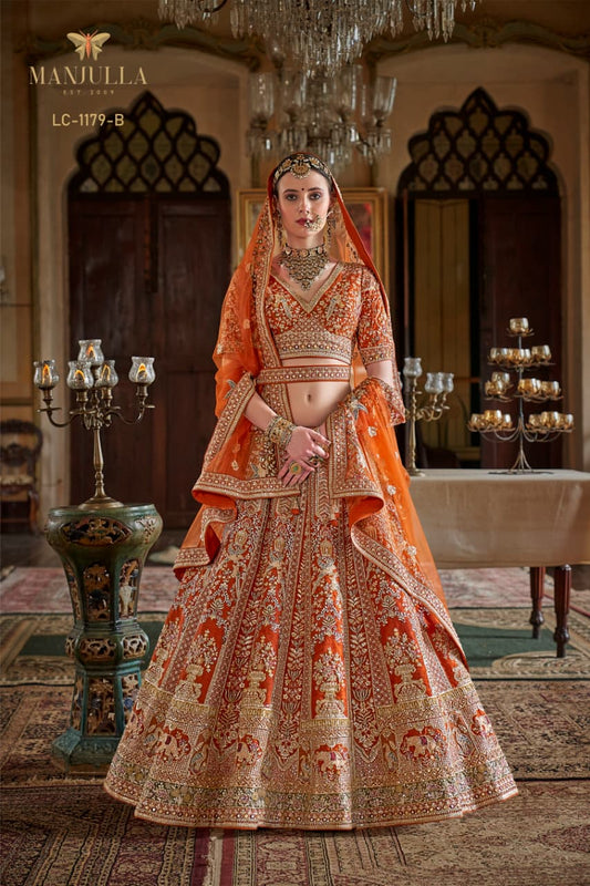 1179-B Dulhan Hit Design Manjulla Tone Silk Bridal Lehenga Choli