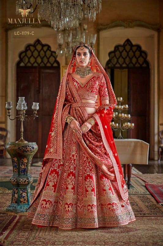 1179-C Dulhan Hit Design Manjulla Tone Silk Bridal Lehenga Choli