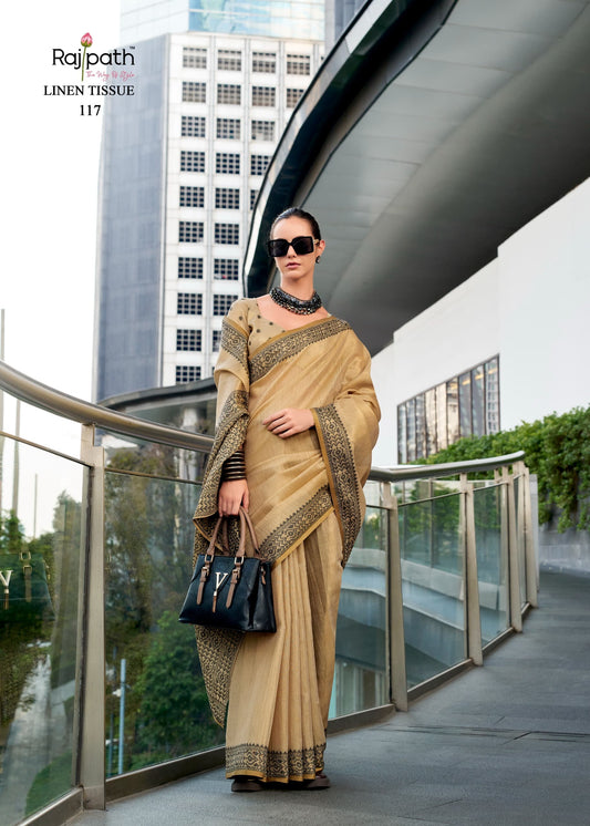 117 Blackberry Rajpath Linen Sarees