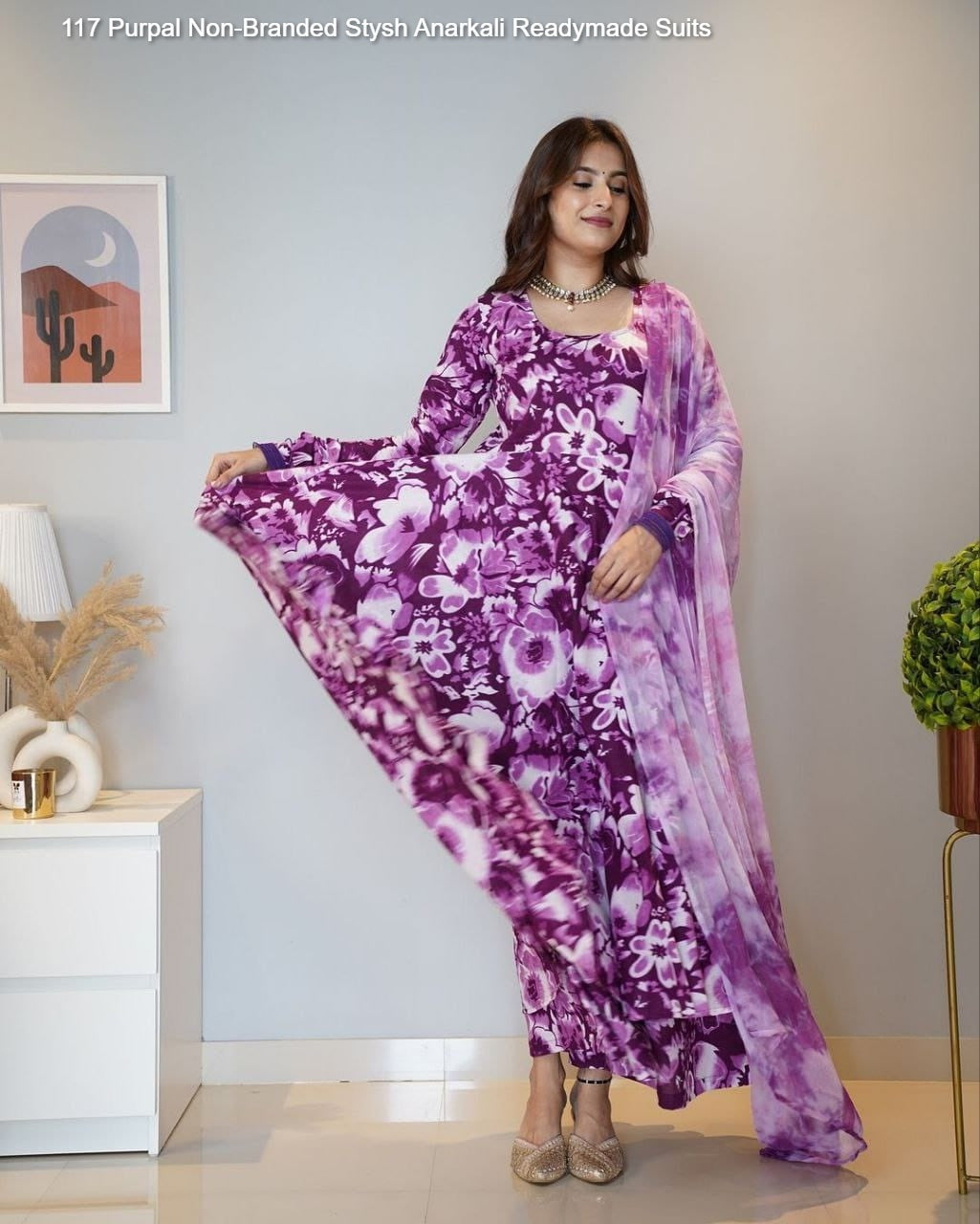 117 Purpal Non-Branded Stysh Anarkali Readymade Suits