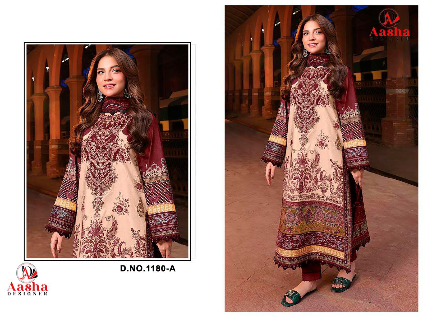 1180-A Aasha Designer Printed Pakistani Patch Suits