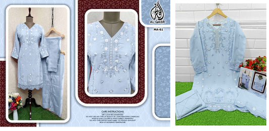 Ma-61Sky Blue Al Qasr Pakistani Readymade Suits