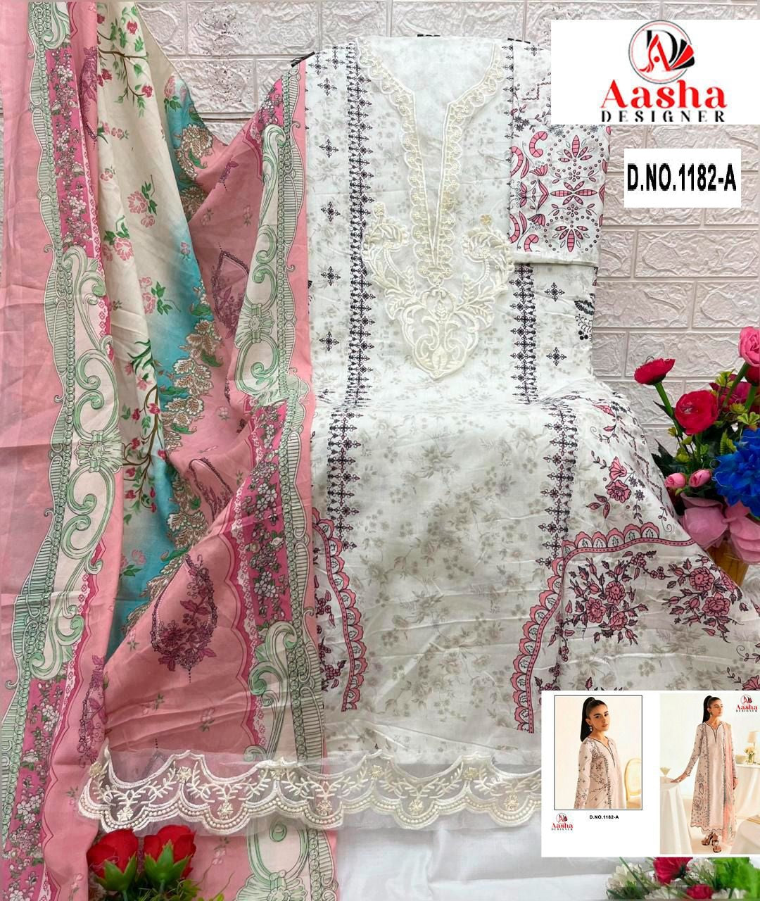 1182-A Aasha Designer Printed Pakistani Patch Suits