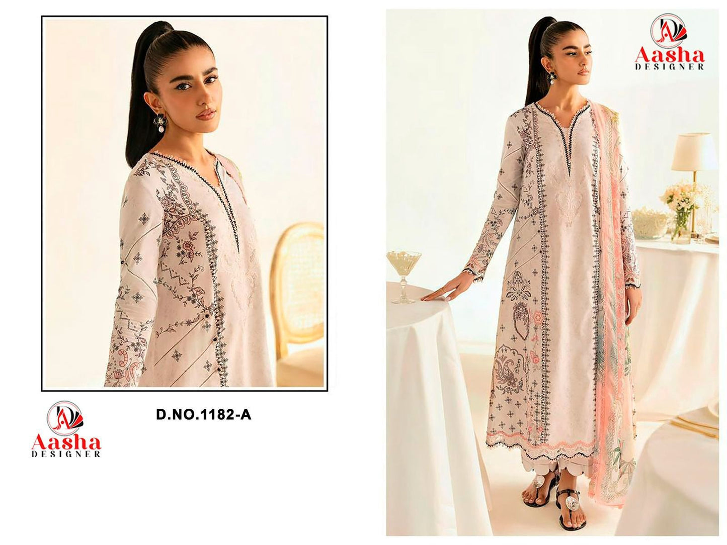 1182-A Aasha Designer Printed Pakistani Patch Suits