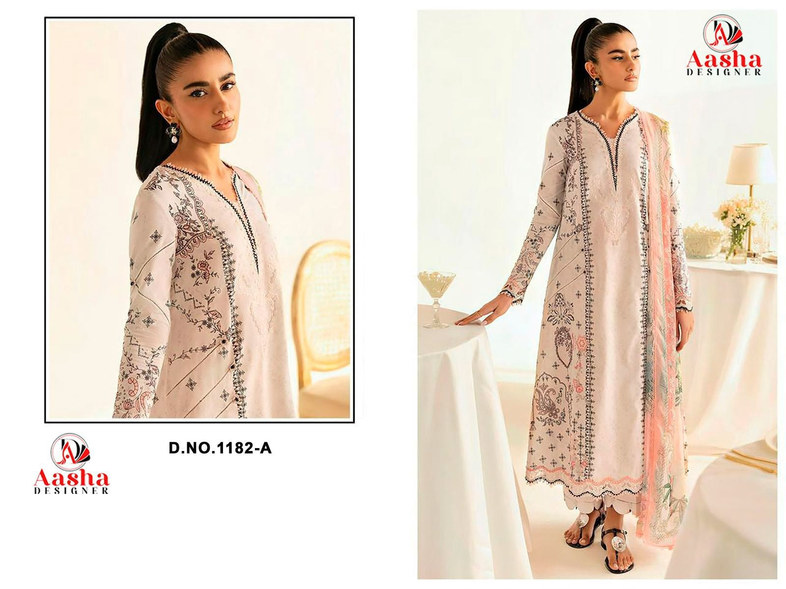 1182-A Aasha Designer Printed Pakistani Patch Suits