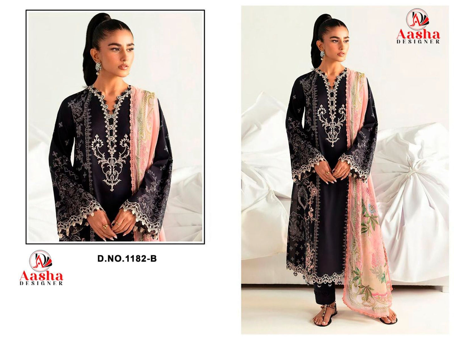 1182-B Aasha Designer Printed Pakistani Patch Suits