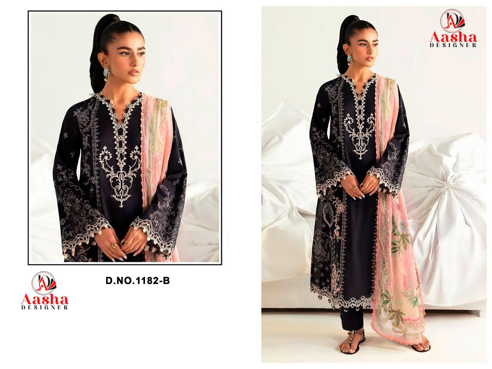 1182-B Aasha Designer Printed Pakistani Patch Suits
