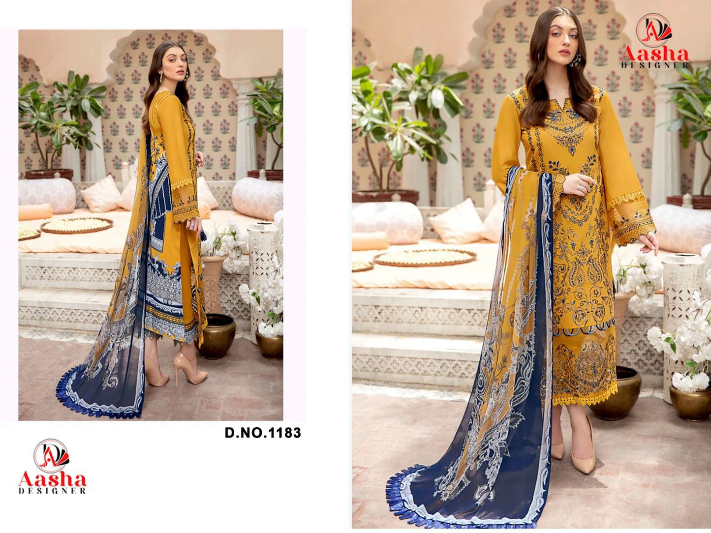 1183 Aasha Designer Pure Cotton Pakistani Patch Suits