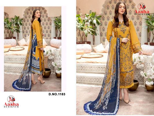 1183 Aasha Designer Pure Cotton Pakistani Patch Suits