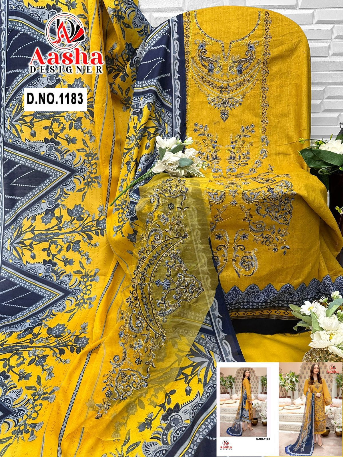 1183 Aasha Designer Pure Cotton Pakistani Patch Suits