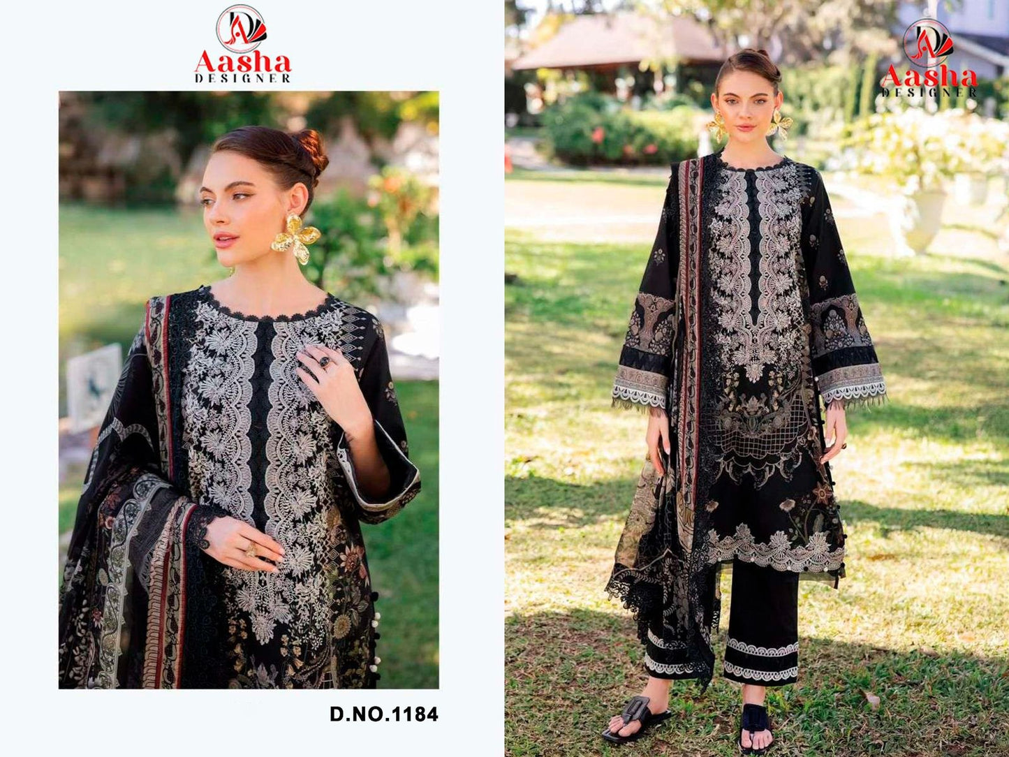 1184 Aasha Designer Printed Pakistani Patch Suits