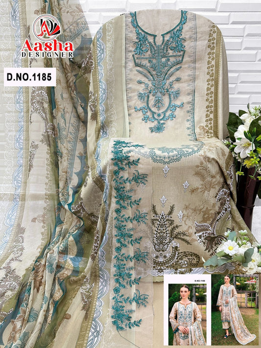 1185 Aasha Designer Pure Cotton Pakistani Patch Suits