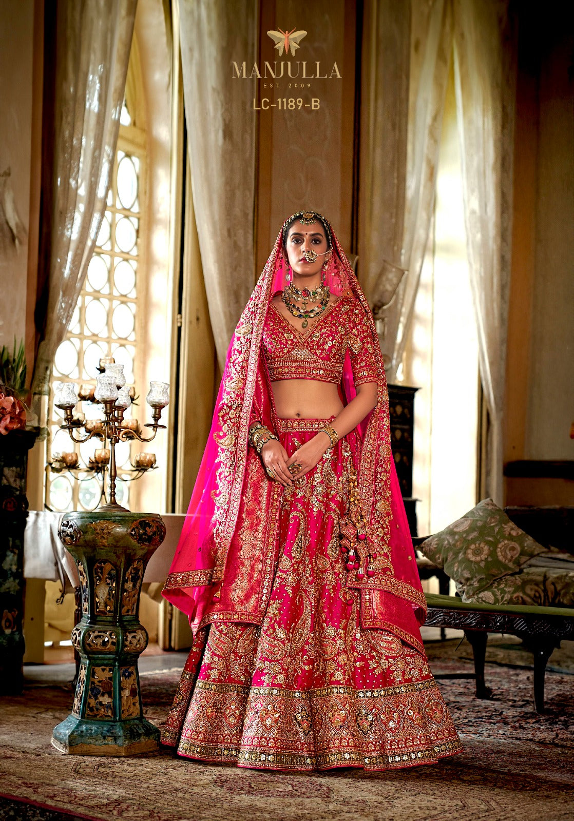 1189-B Dulhan Hit Design Manjulla Tone Silk Bridal Lehenga Choli