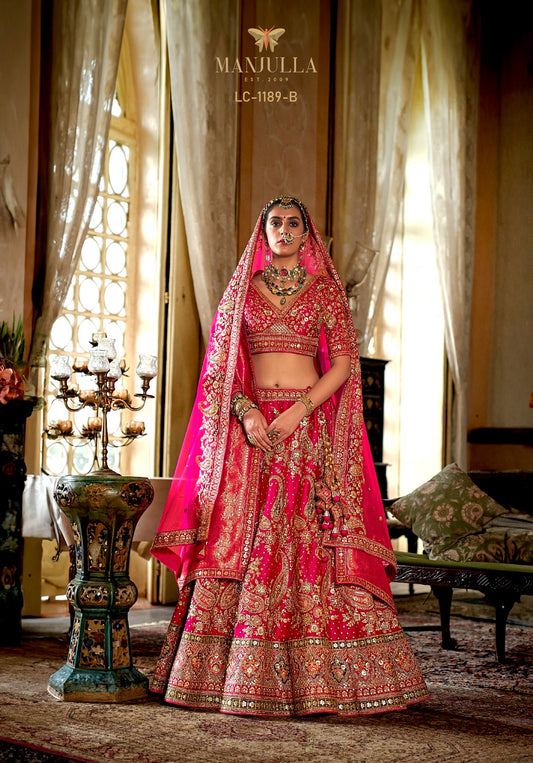 1189-B Dulhan Hit Design Manjulla Tone Silk Bridal Lehenga Choli