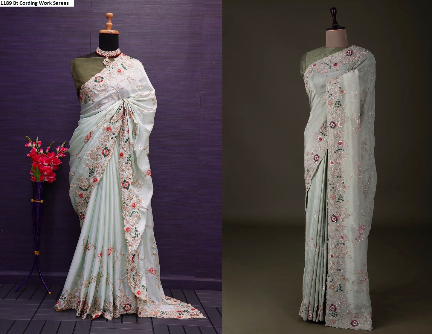 1189 Bt Cording Work Sarees