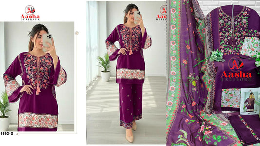 1192-D Aasha Designer Pure Rayon Pakistani Salwar Suits