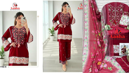 1192-E Aasha Designer Pure Rayon Pakistani Salwar Suits