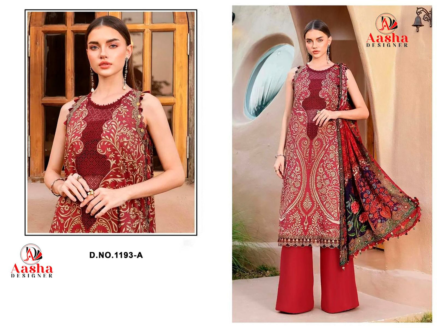 1193-A Aasha Designer Pure Cotton Pakistani Patch Suits
