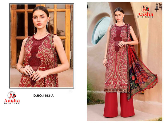 1193-A Aasha Designer Pure Cotton Pakistani Patch Suits