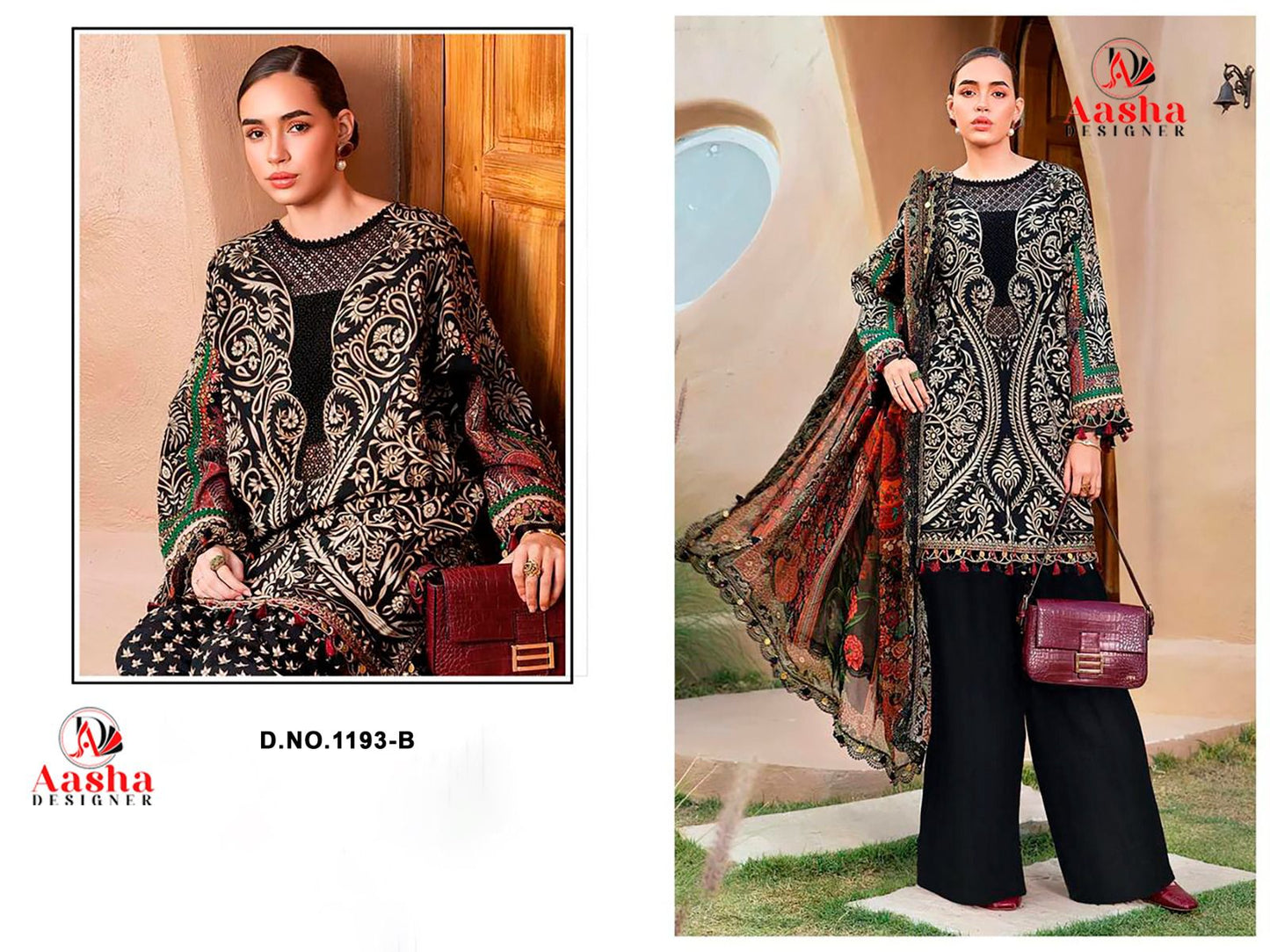 1193-B Aasha Designer Pure Cotton Pakistani Patch Suits