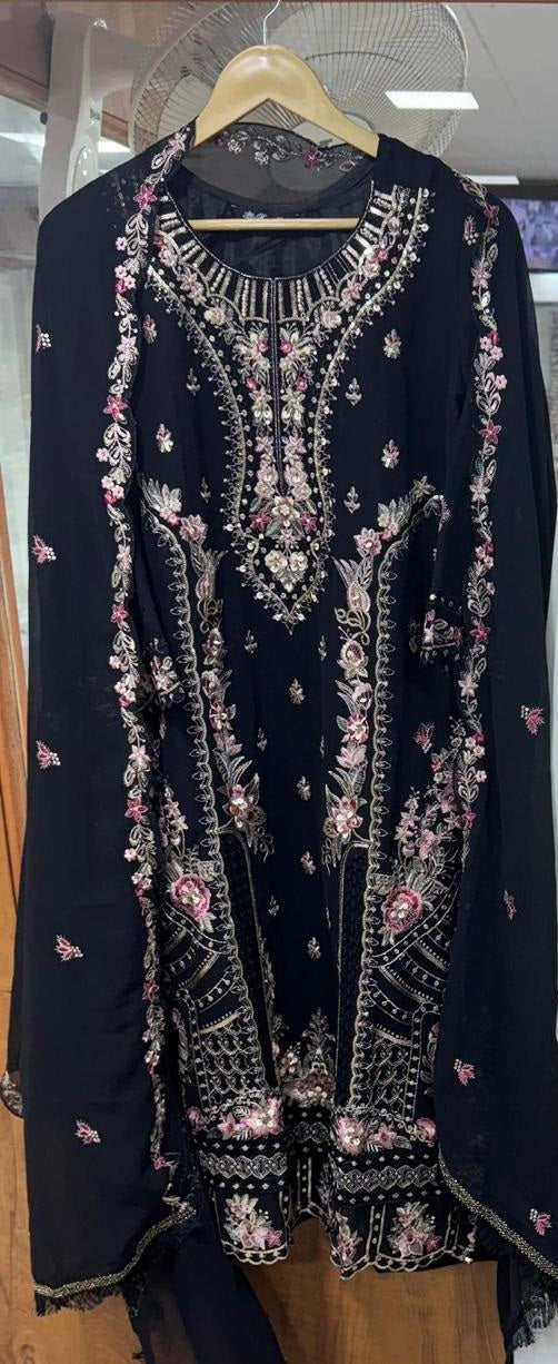 1193 Black Ramsha Georgette Pakistani Readymade Suits