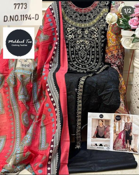 1194-D Mehboob Tex Embroidery Pakistani Patch Suits