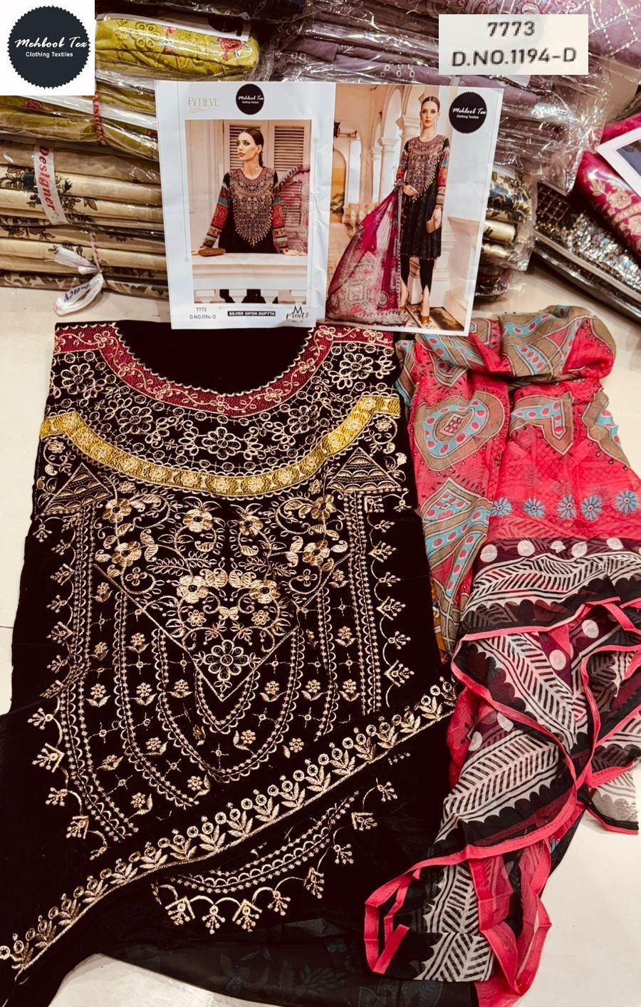 1194-D Mehboob Tex Embroidery Pakistani Patch Suits